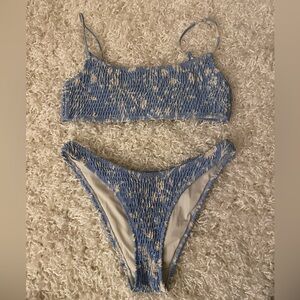 Blue Floral Triangl Bikini